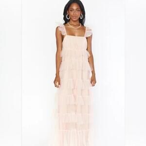 Show Me Your Mumu Fairy Tale Maxi Dress Tulle Dusty Blush SZ M NWT ($298 Retail)
